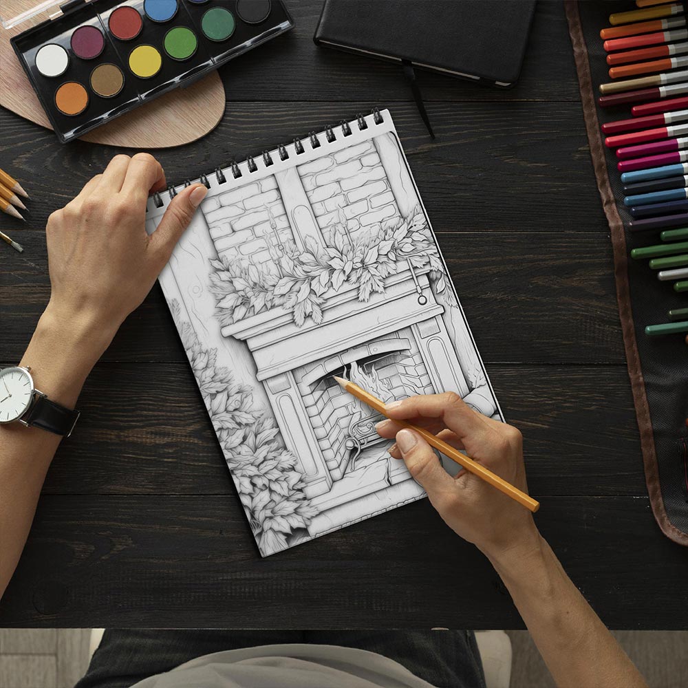 LBKHOUSE Country Christmas Coloring Book Spiral  Bound for Adults