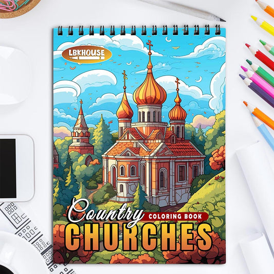 LBKHOUSE Country Churches Coloring Book for Adult