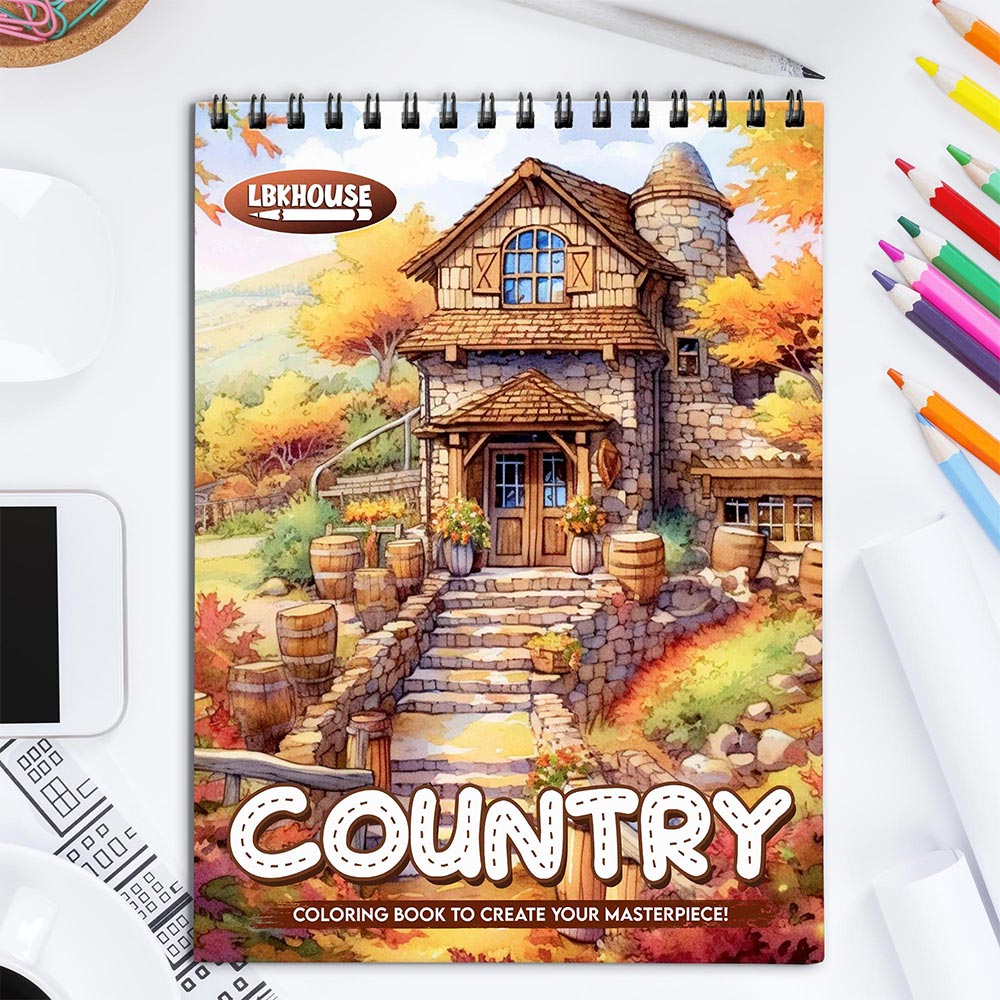 LBKHOUSE Country Coloring Book for Adult