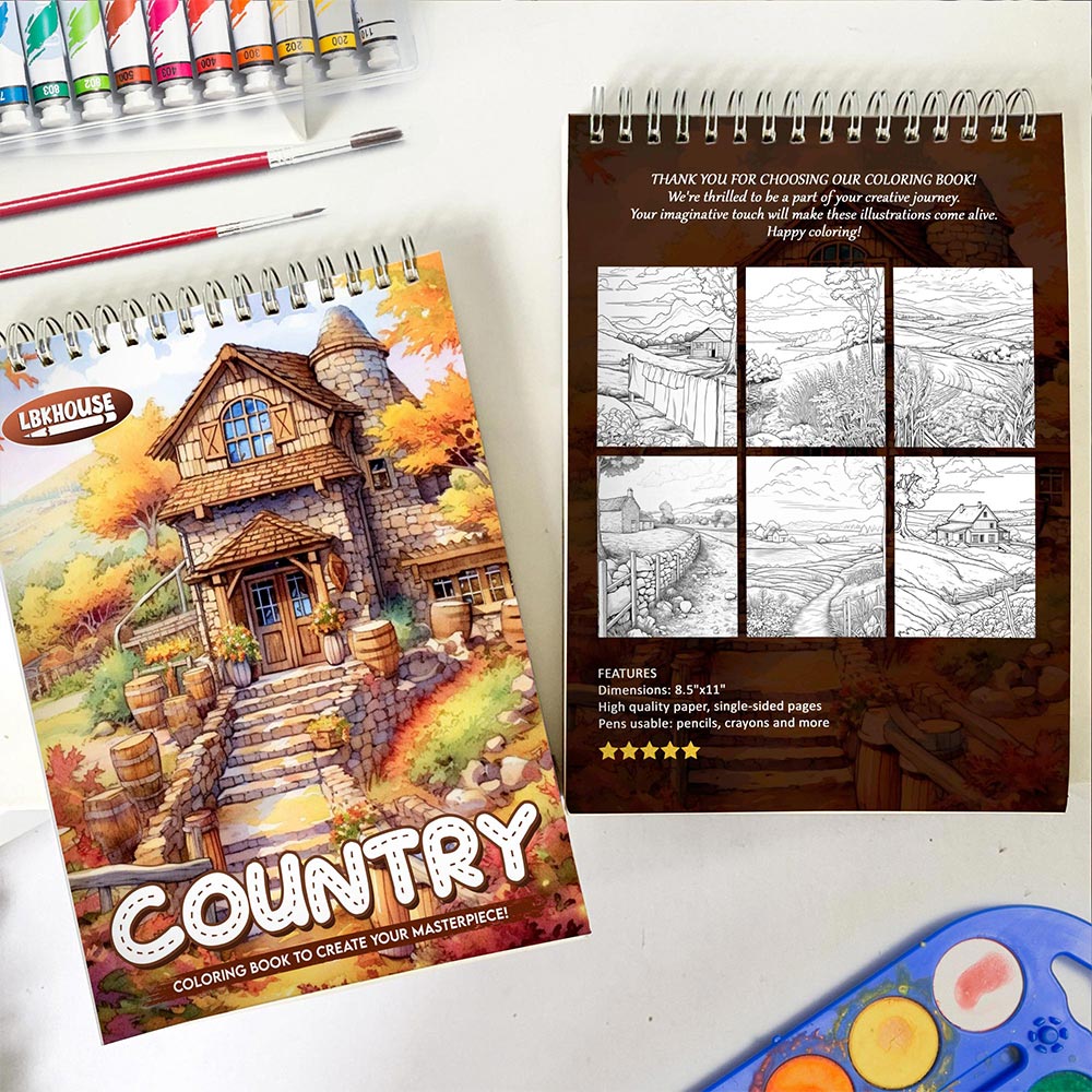 LBKHOUSE Country Spiral Coloring Book for Adult