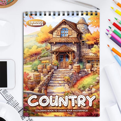 LBKHOUSE Country Coloring Book for Adults