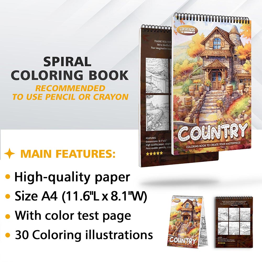 LBKHOUSE Country Coloring Sheets for Adults