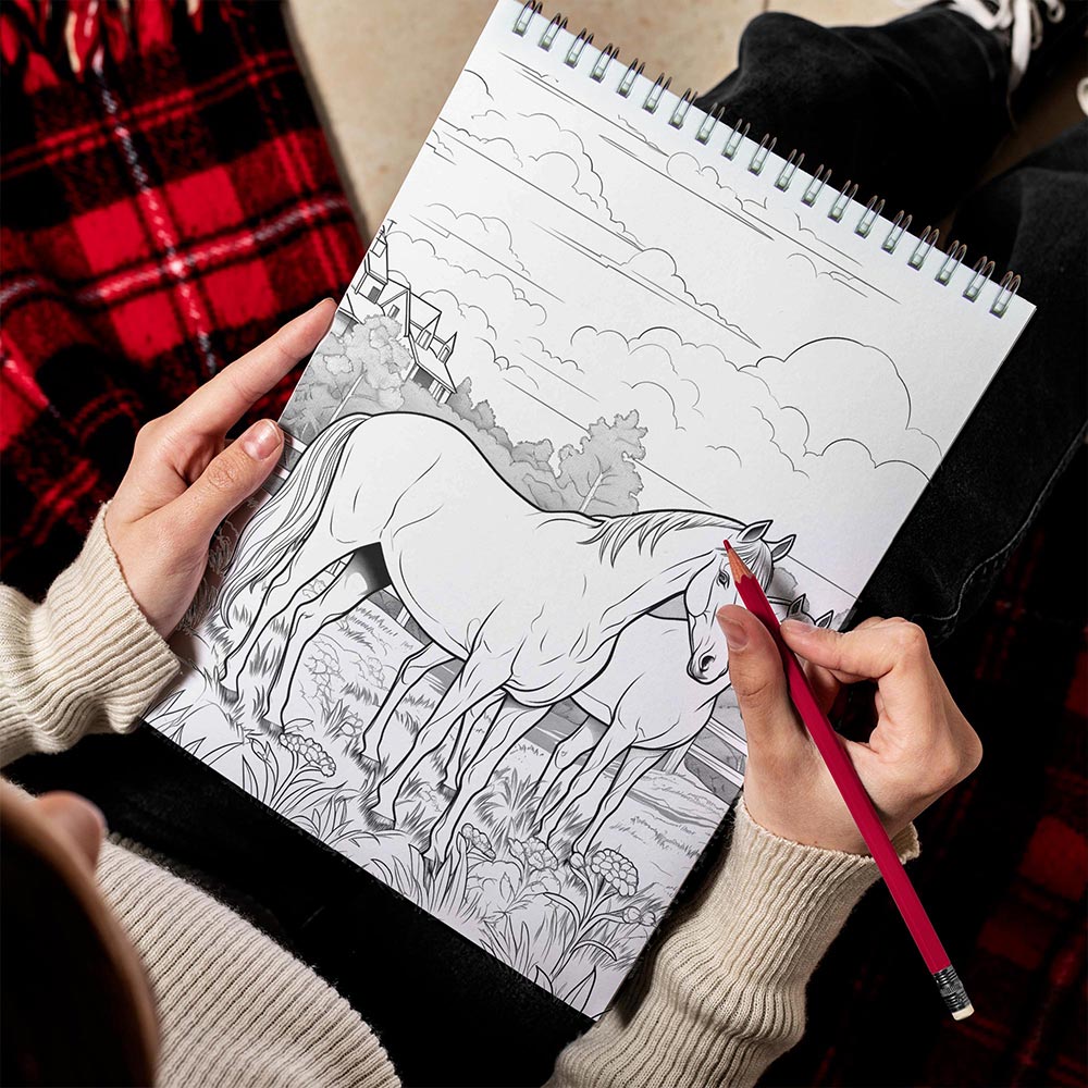 LBKHOUSE Country Spiral Bound Coloring Book for Adults
