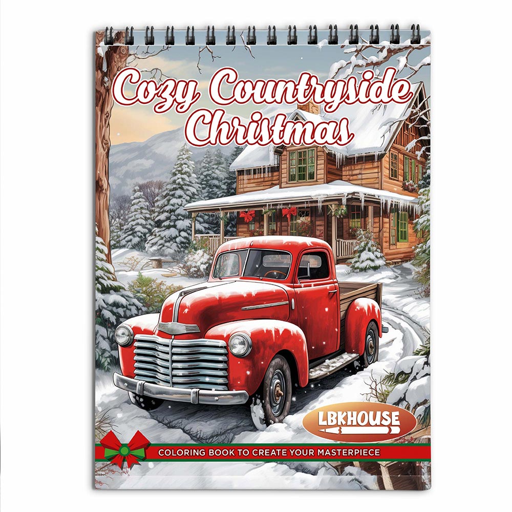 LBKHOUSE Cozy Countryside Christmas Coloring Book for Adults
