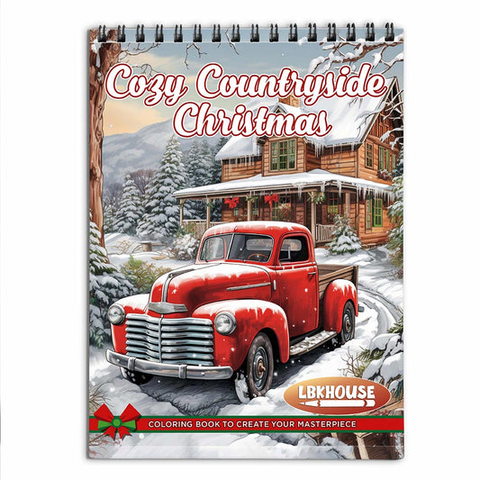 LBKHOUSE Cozy Countryside Christmas Coloring Book for Adults
