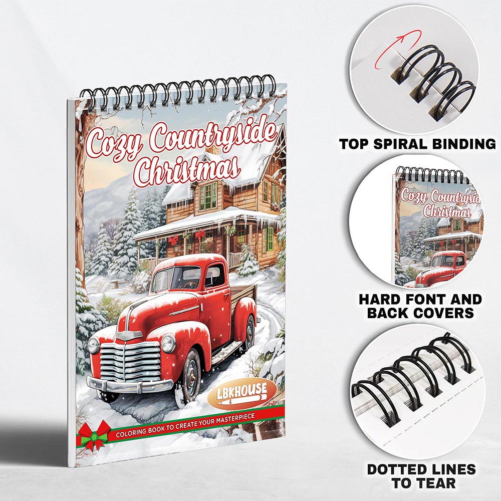 LBKHOUSE Cozy Countryside Christmas Coloring Pages for Adults