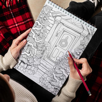 LBKHOUSE Cozy Countryside Christmas Spiral Bound Coloring Book for Adults