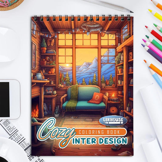 LBKHOUSE Cozy Interior Design Coloring Book for Adult