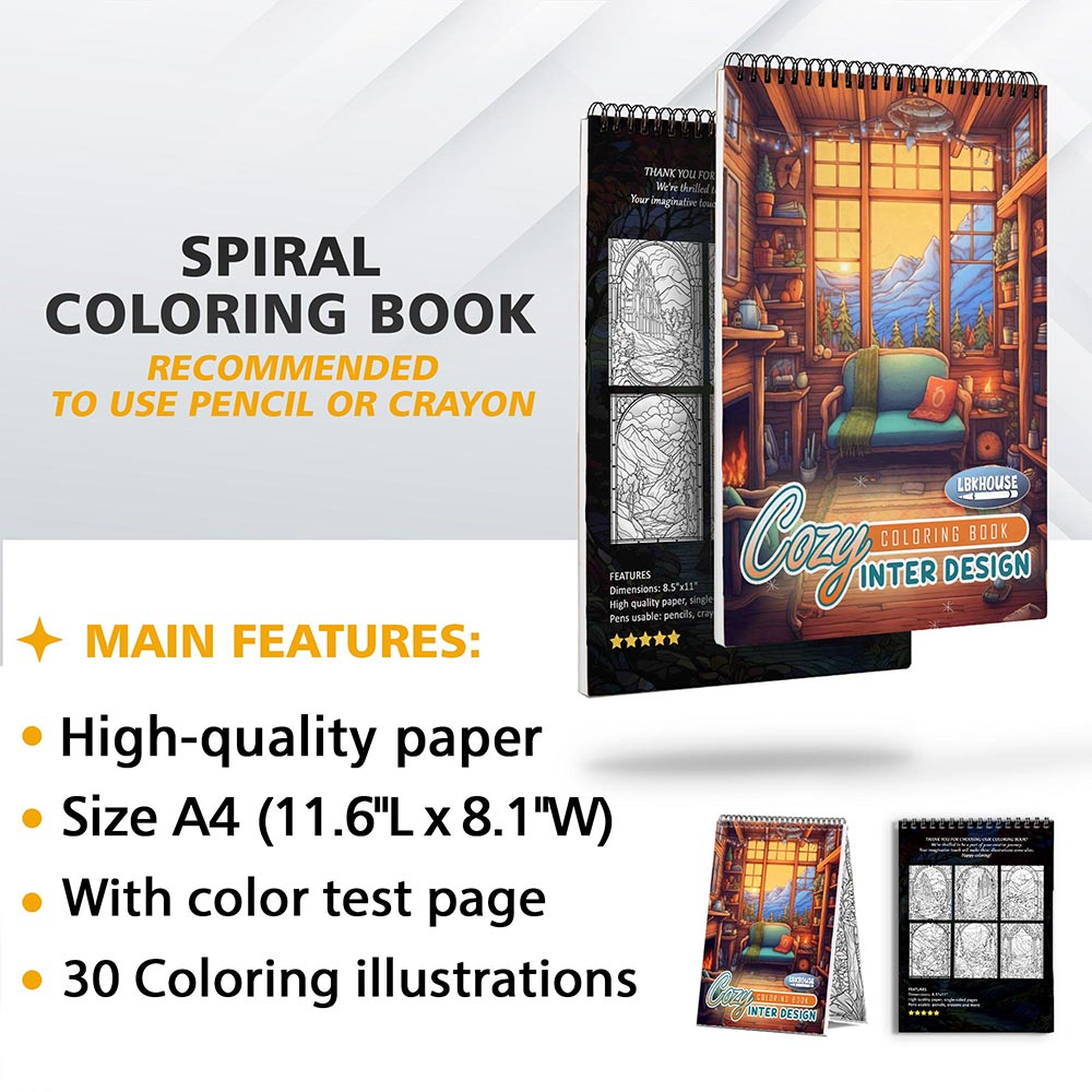 LBKHOUSE Cozy Interior Design Coloring Sheets for Adult