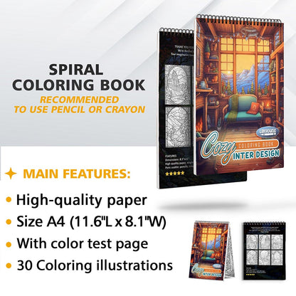LBKHOUSE Cozy Interior Design Coloring Sheets for Adult