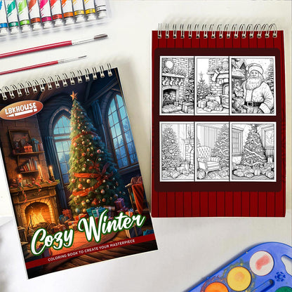 LBKHOUSE Cozy Winter Spiral Coloring Book for Adults