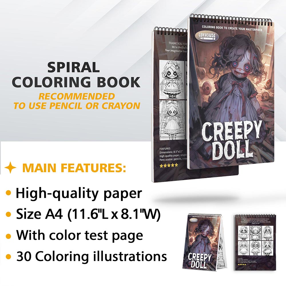 LBKHOUSE Creepy Doll Coloring Sheets for Adult