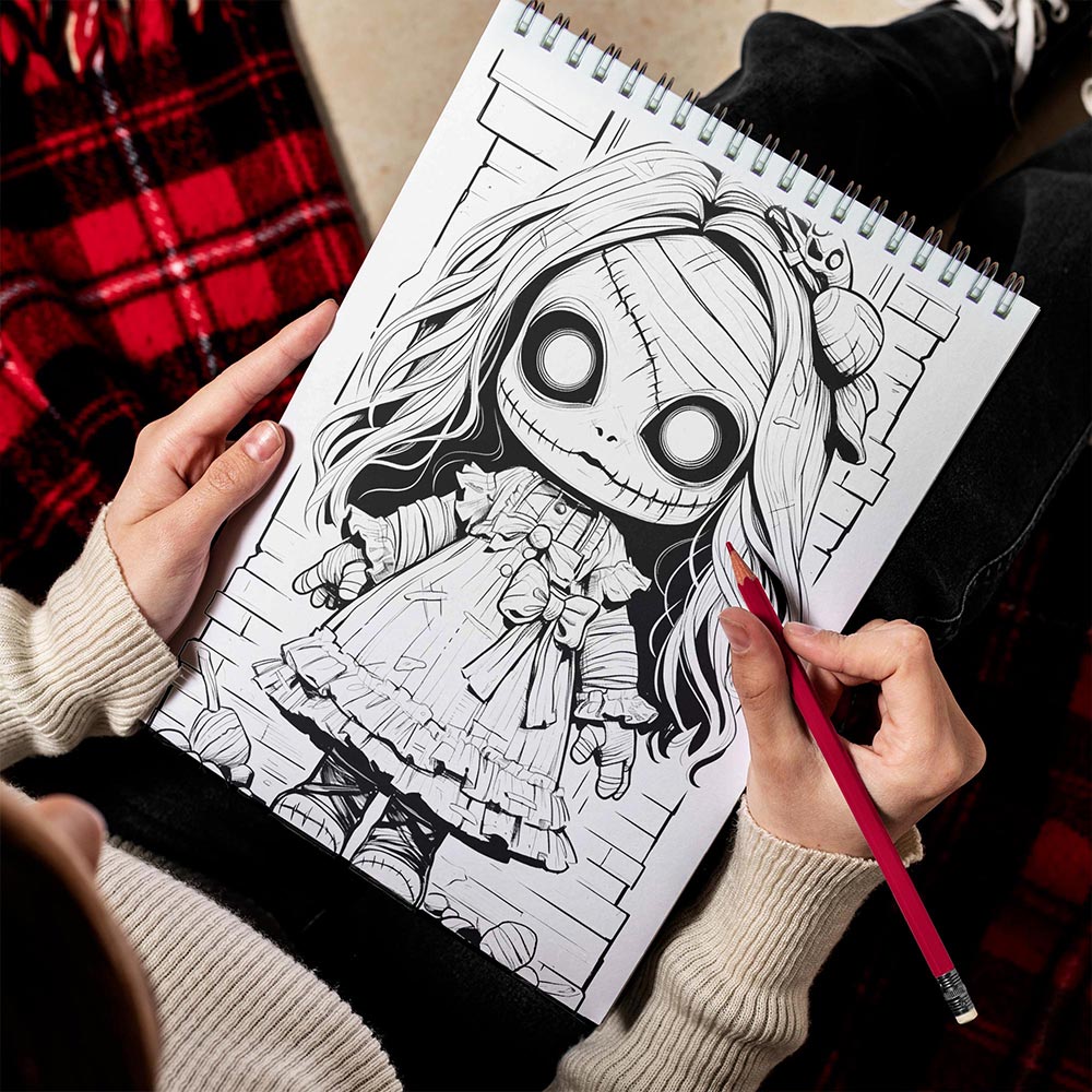 LBKHOUSE Creepy Doll Spiral Bound Coloring Book for Adult