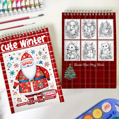 LBKHOUSE Cute Winter Spiral Coloring  Book for Adults