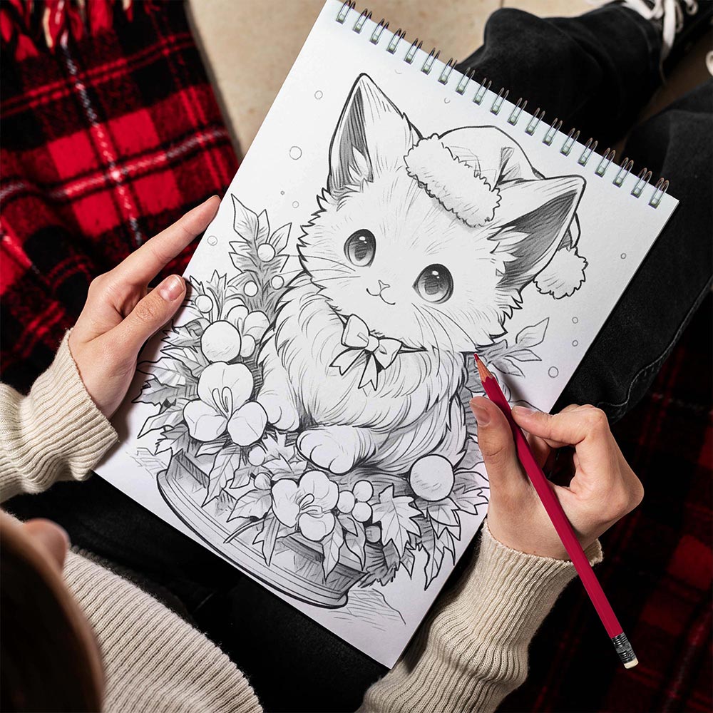 LBKHOUSE Cute Winter Spiral  Bound Coloring Book for Adults