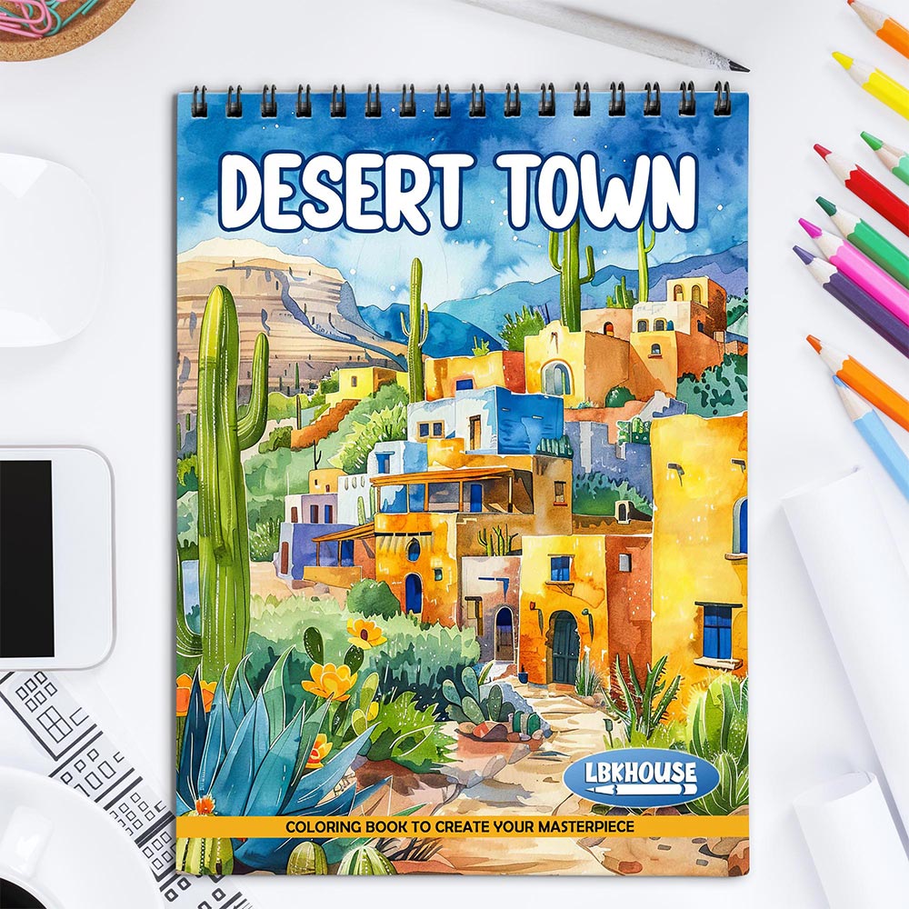 LBKHOUSE Desert Town Coloring Book for Adult