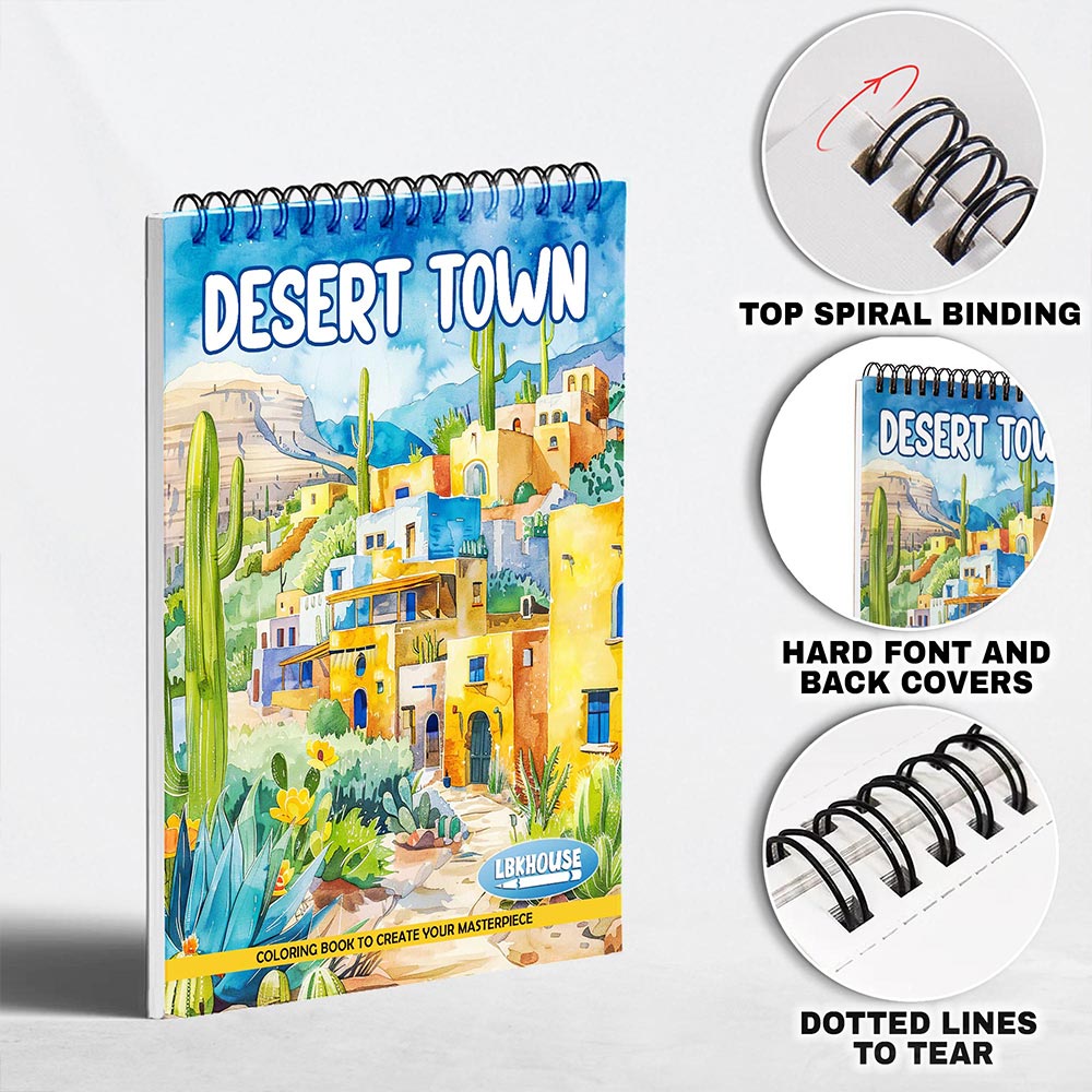 LBKHOUSE Desert Town Coloring Pages for Adult