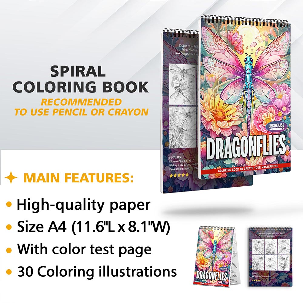 LBKHOUSE Dragonflies Coloring Sheets for Adults