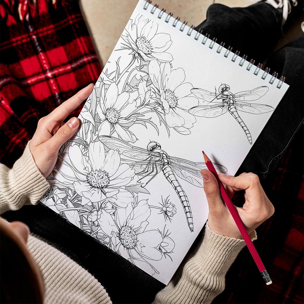 LBKHOUSE Dragonflies Spiral Bound Coloring Book for Adults