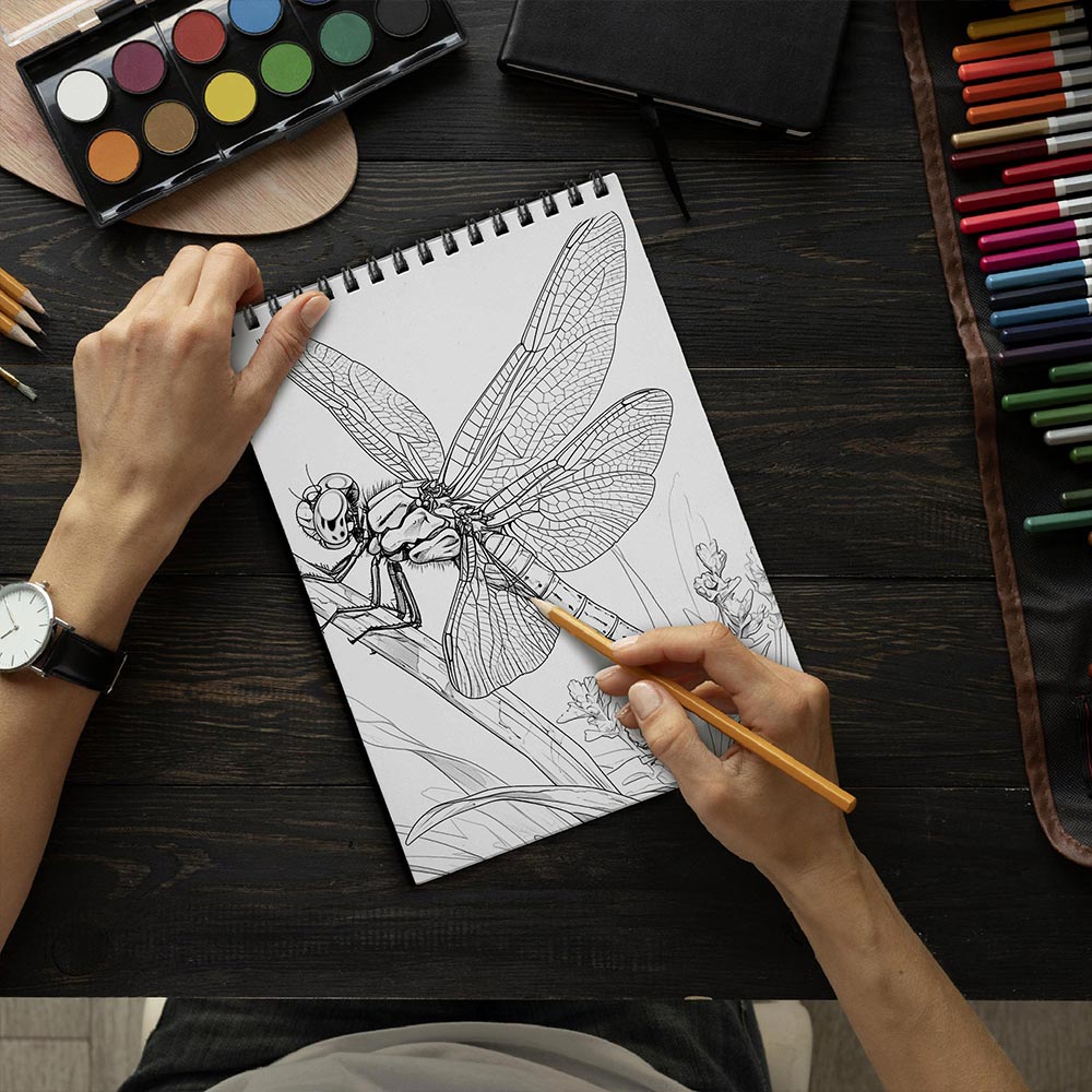 LBKHOUSE Dragonflies Coloring Book Spiral Bound for Adults