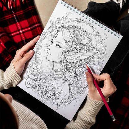 LBKHOUSE Enchanted Beauty Spiral Bound Coloring Book for Adults