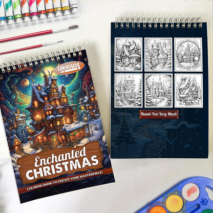 LBKHOUSE Enchanted Christmas Spiral Coloring Book for Adult