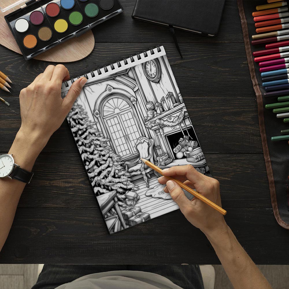 LBKHOUSE Enchanted Christmas Coloring Book Spiral Bound for Adult