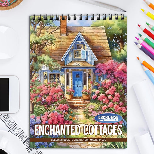 LBKHOUSE Enchanted Cottages Coloring Book for Adult