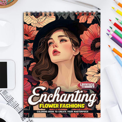 LBKHOUSE Enchanting Flower Fashions Coloring Book for Adults