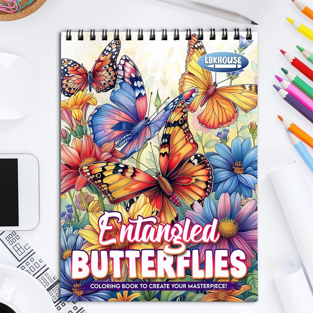 LBKHOUSE Entangled Butterflies Coloring Book for Adults