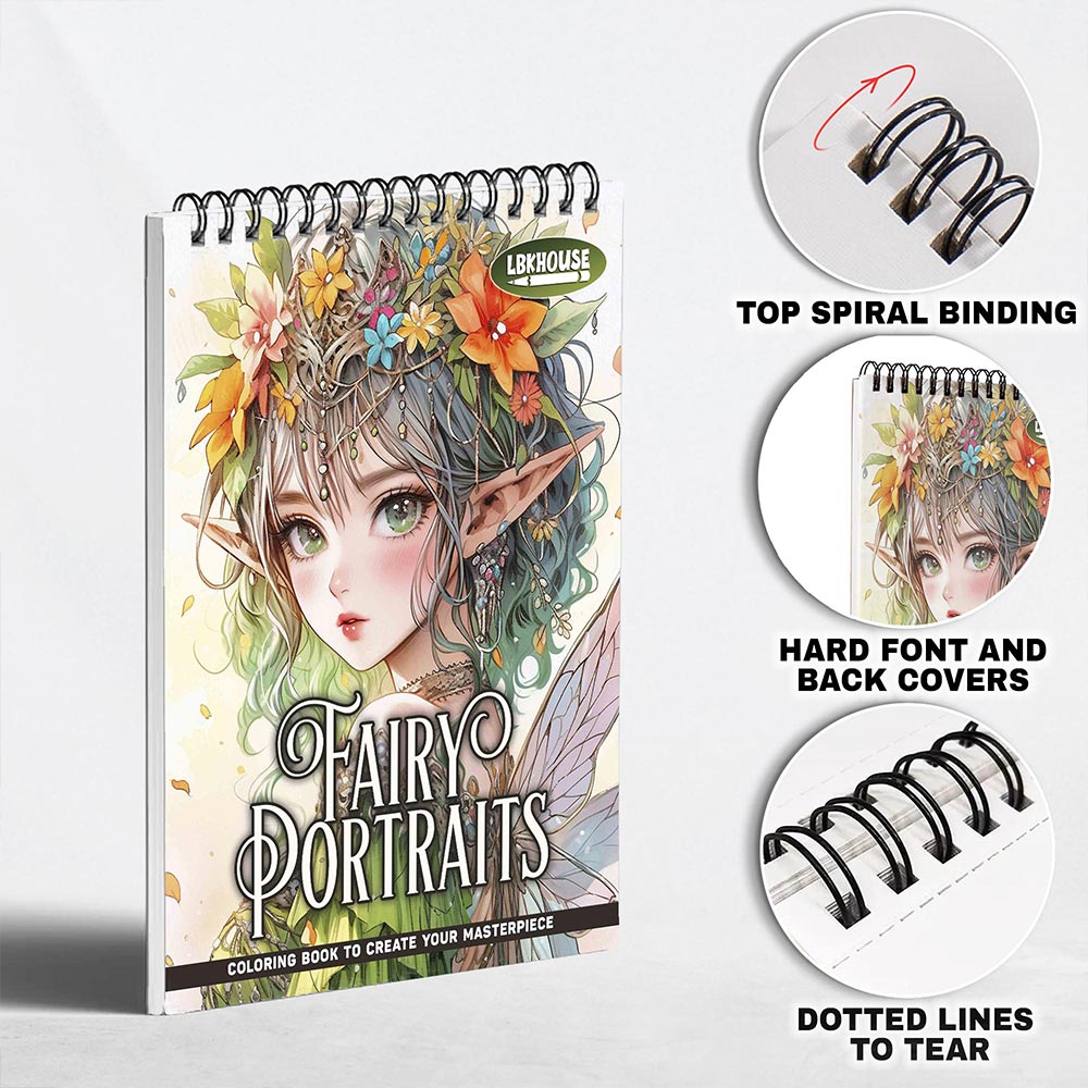 LBKHOUSE Fairy Portraits Coloring Pages for Adult