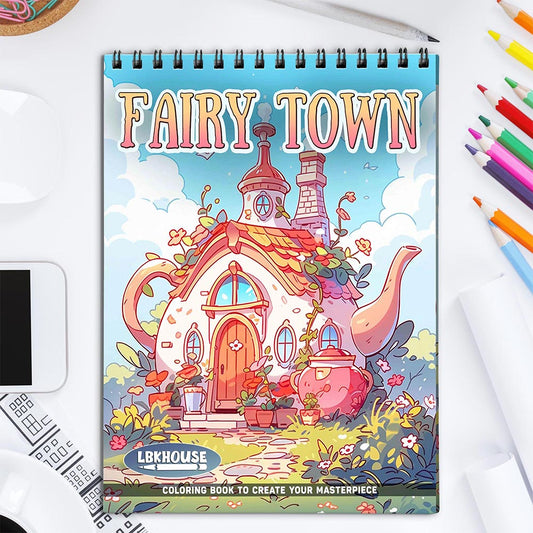 LBKHOUSE Fairy Town Coloring Book for Adult