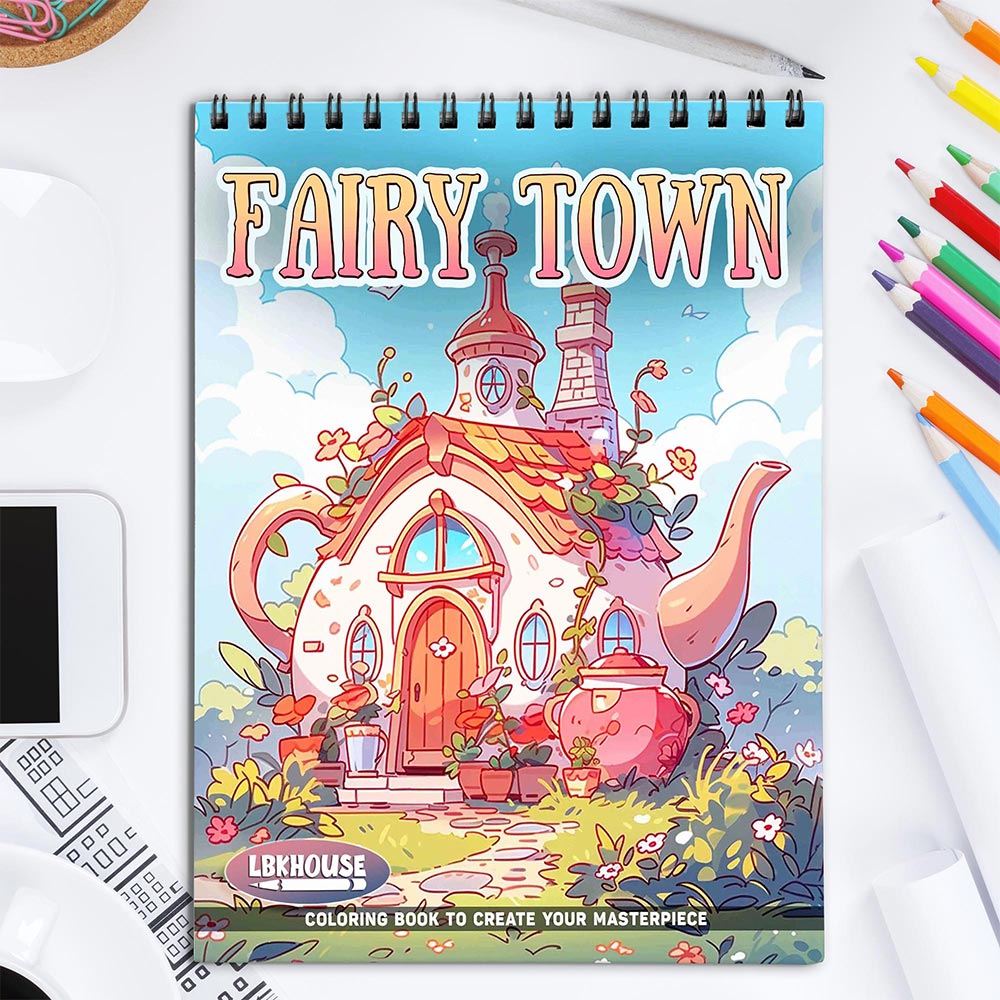 LBKHOUSE Fairy Town Coloring Book for Adults