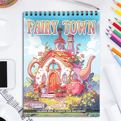 LBKHOUSE Fairy Town Coloring Book for Adults