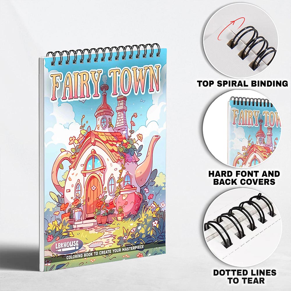 LBKHOUSE Fairy Town Coloring Pages for Adults