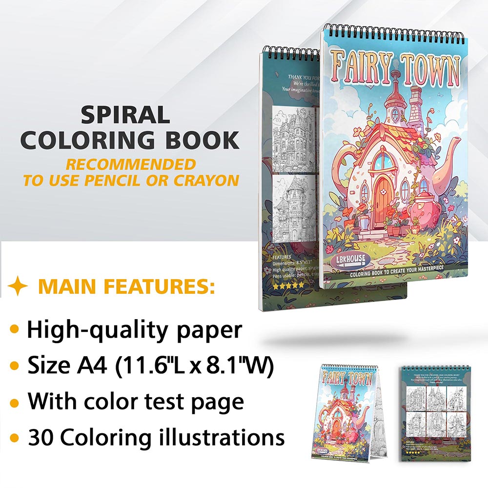 LBKHOUSE Fairy Town Coloring Sheets for Adults