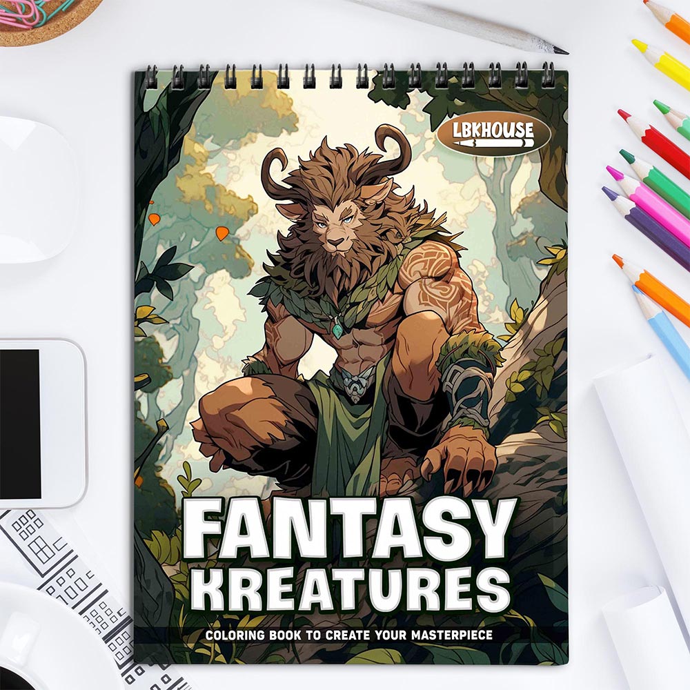 LBKHOUSE Fantasy Kreatures Coloring Book for Adult