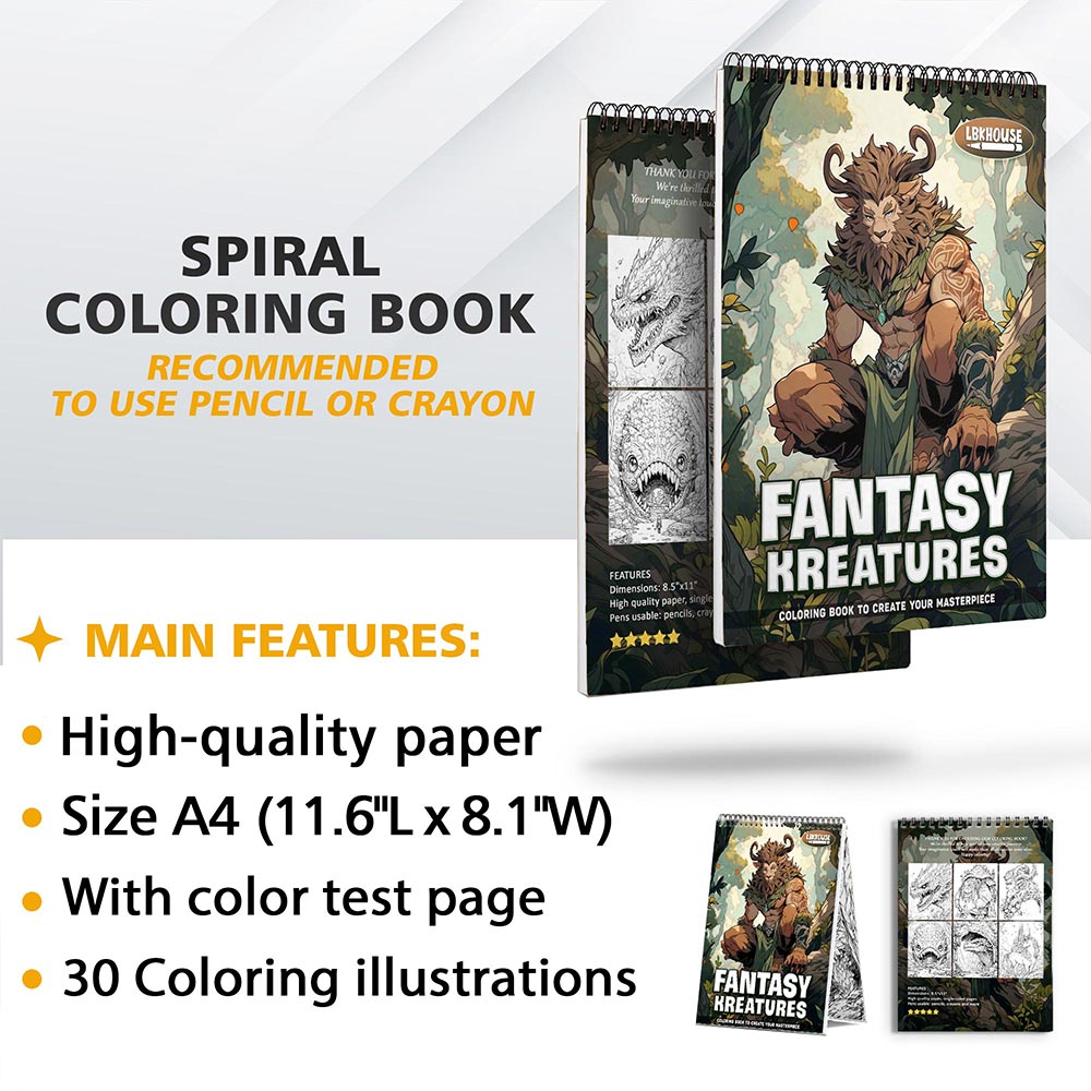 LBKHOUSE Fantasy Kreatures Coloring Sheets for Adult