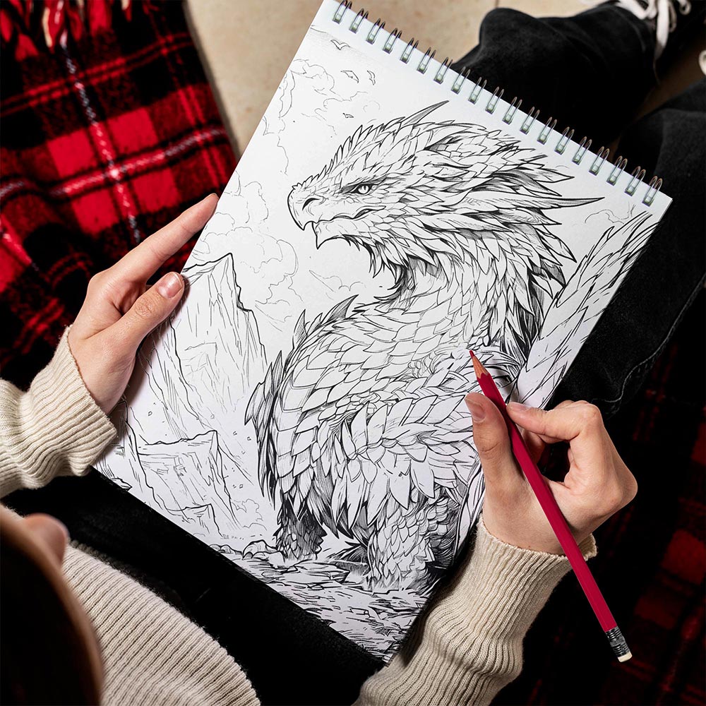 LBKHOUSE Fantasy Kreatures Spiral Bound Coloring Book for Adult