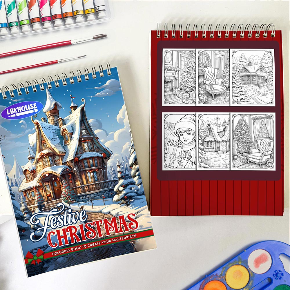 LBKHOUSE Festive Christmas Spiral Coloring Book for Adults