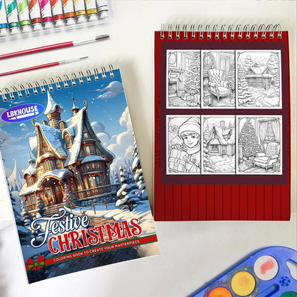 LBKHOUSE Festive Christmas Spiral Coloring Book for Adults