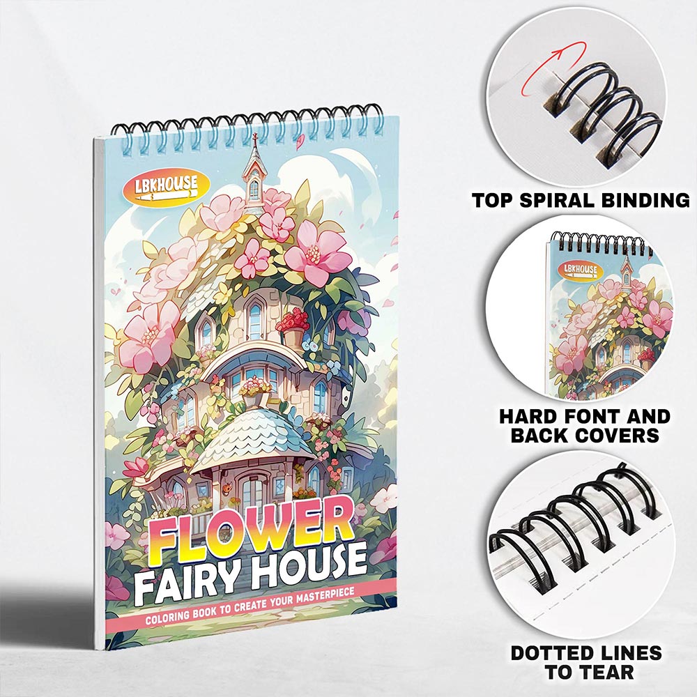 LBKHOUSE Flower Fairy House Coloring Pages for Adult