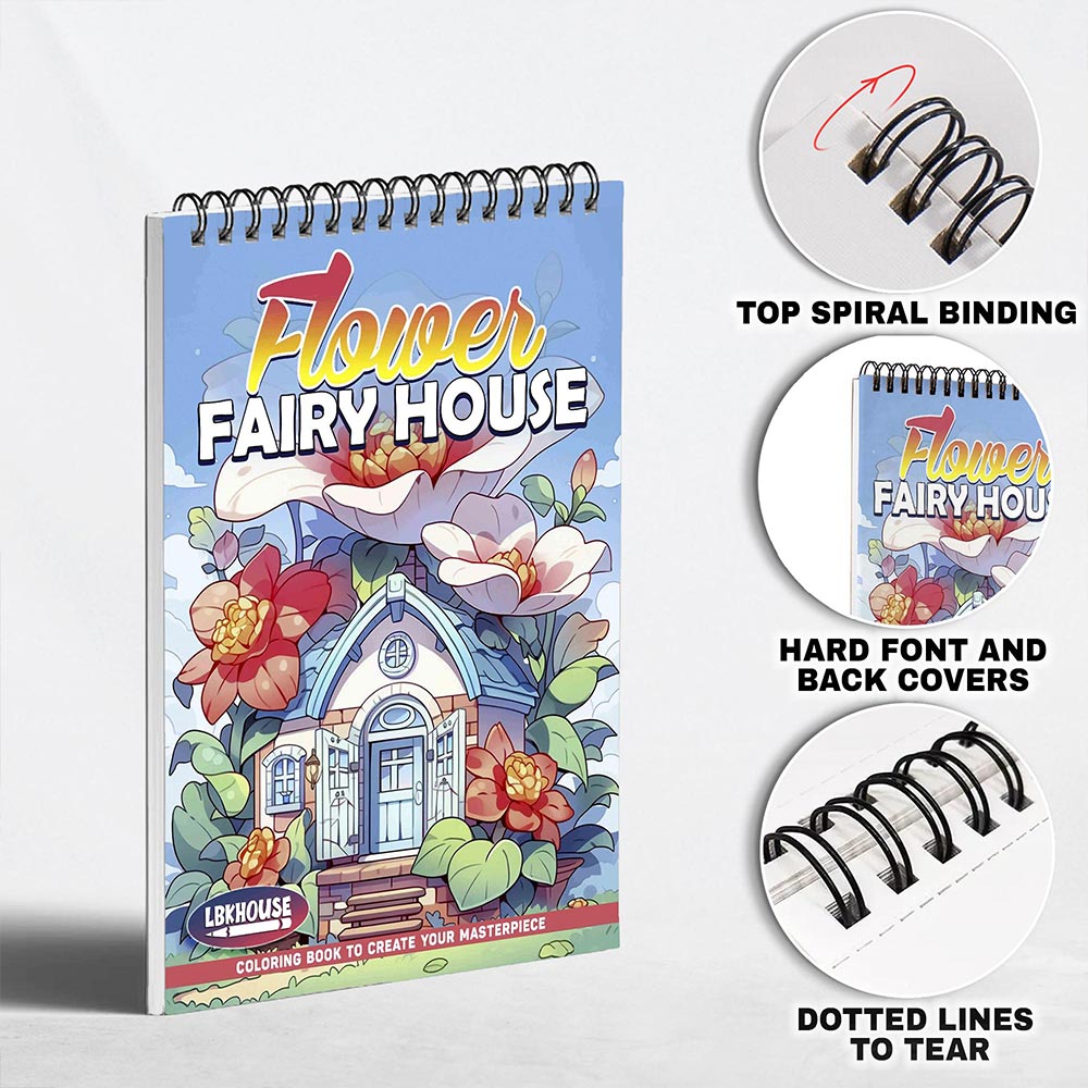 LBKHOUSE Flower Fairy House Coloring Pages for Adults