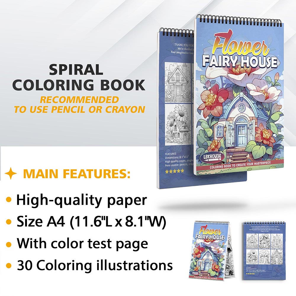 LBKHOUSE Flower Fairy House Coloring Sheets for Adults