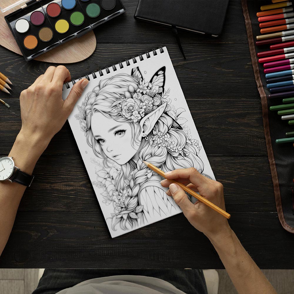 LBKHOUSE Forest Fairies Coloring Book Spiral Bound for Adult