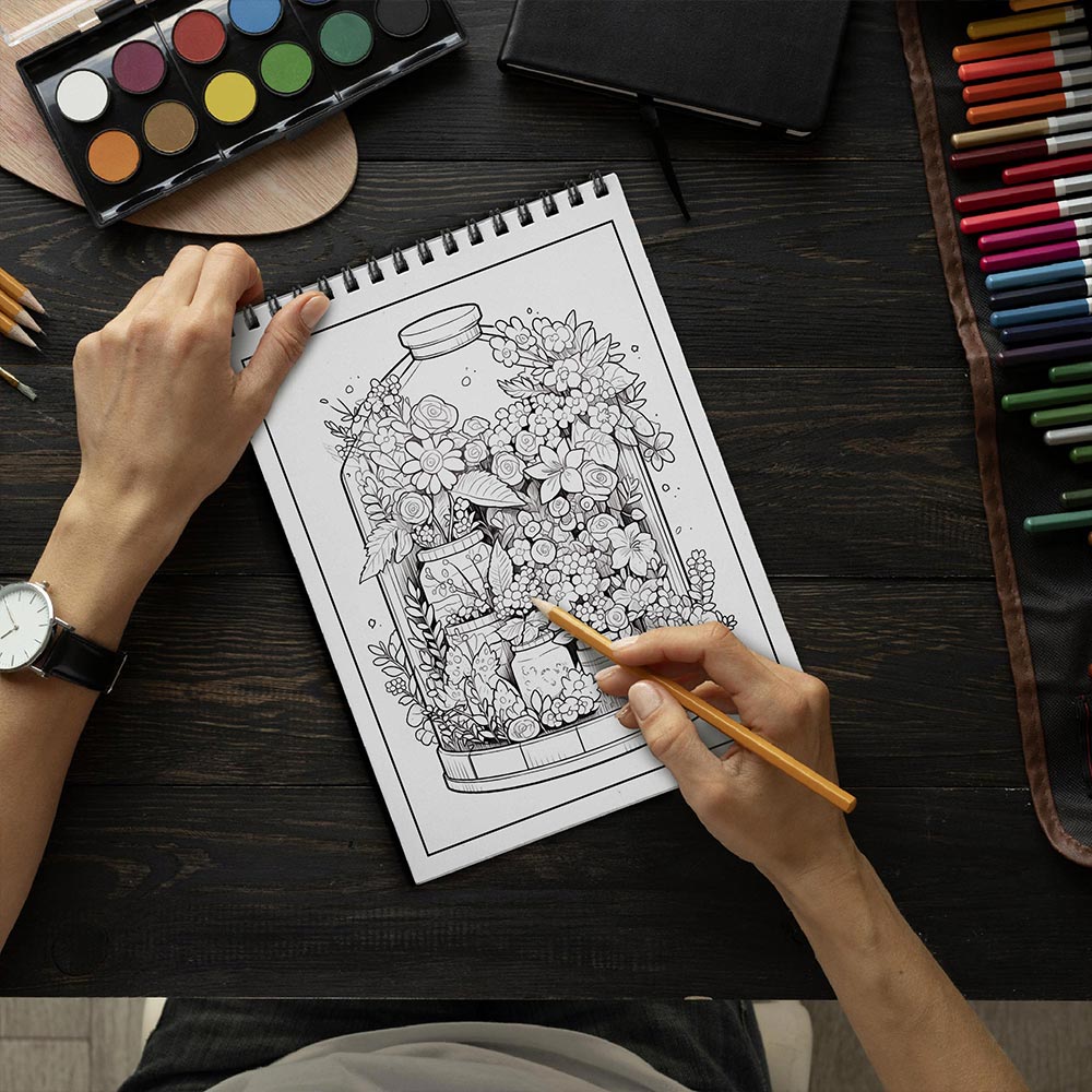 LBKHOUSE Glassy World Coloring Book Spiral Bound for Adult
