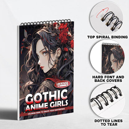 LBKHOUSE Gothic Anime Girls Coloring Pages for Adult