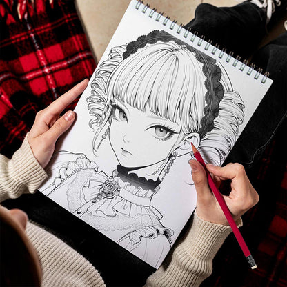 LBKHOUSE Gothic Anime Girls Spiral Bound Coloring Book for Adult