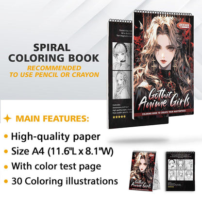 LBKHOUSE Gothic Anime Girls Coloring Sheets for Adults
