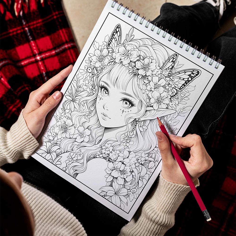LBKHOUSE Gothic Fairies Spiral Bound Coloring Book for Adult